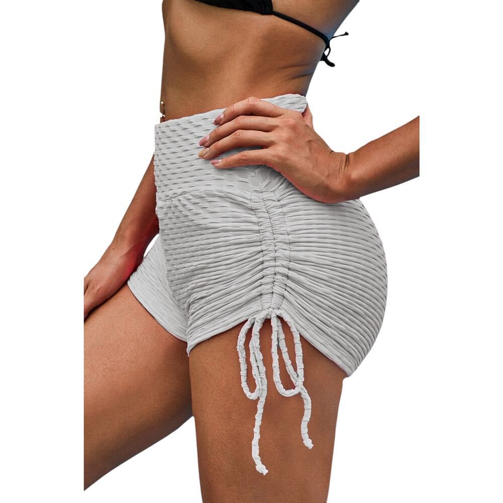 Gray Butt Lifting High Waist Yoga Shorts Sizes S-XL New - Picture 2 of 5